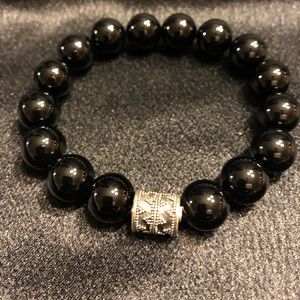 Black Agate Stretch Bead Bracelet